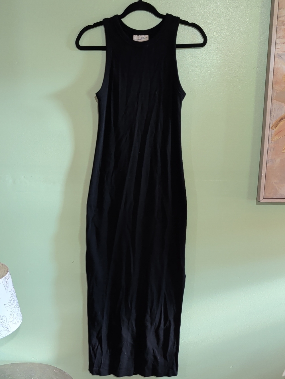 Universal Thread Black Sleeveless Racer Back Rib Knit Maxi Body Con Dress